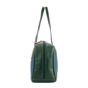 LOEWE Velázquez twist motif combination leather handbag navy green vintage old icnrsz