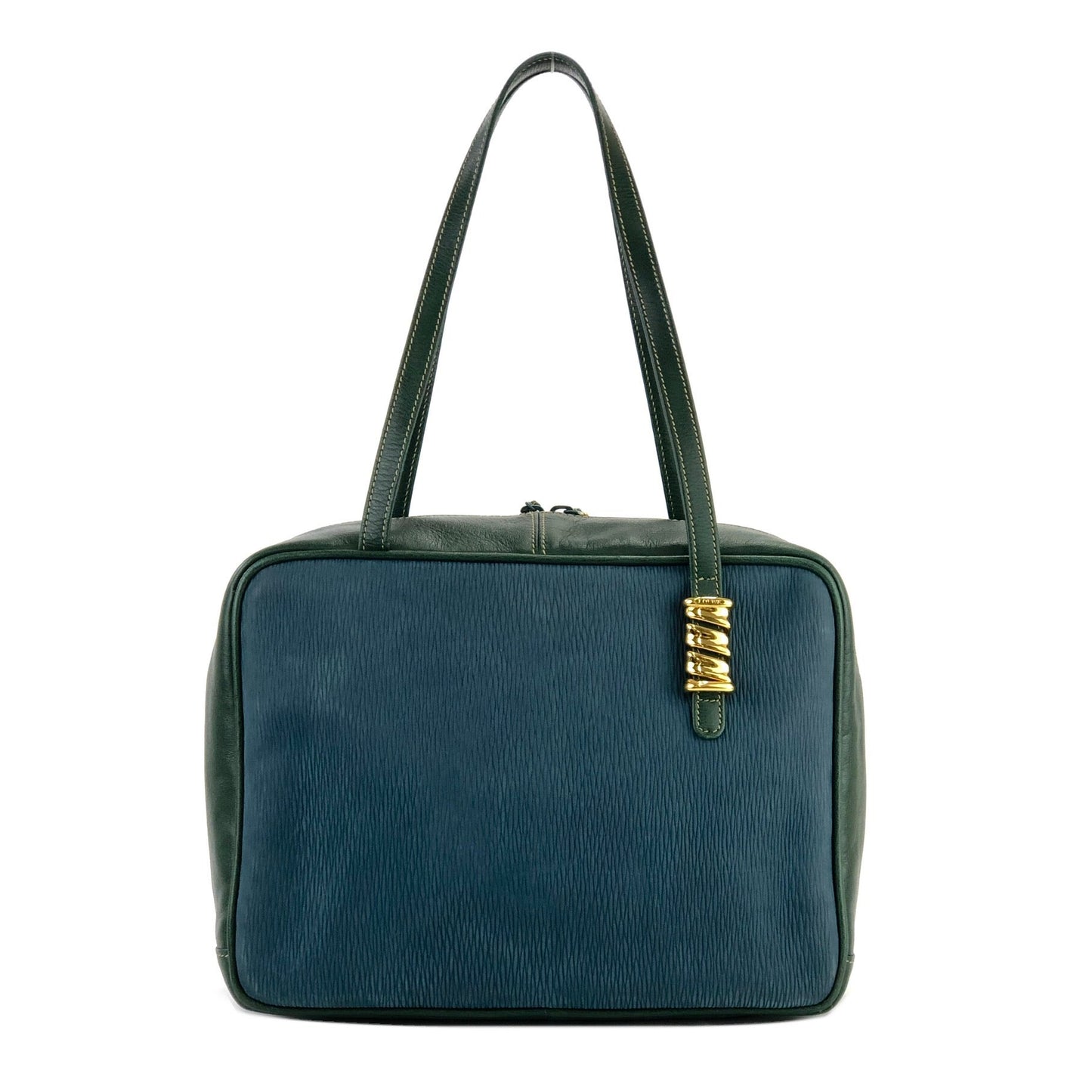 LOEWE Velázquez twist motif combination leather handbag navy green vintage old icnrsz