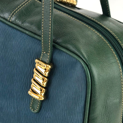 LOEWE Velázquez 扭紋圖案組合皮革手提包海軍綠復古舊 icnrsz