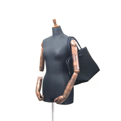 Yves Saint Laurent YSL logo Handbag  Embroidery　Black Navy Vintage Old YSL 4s2ykh