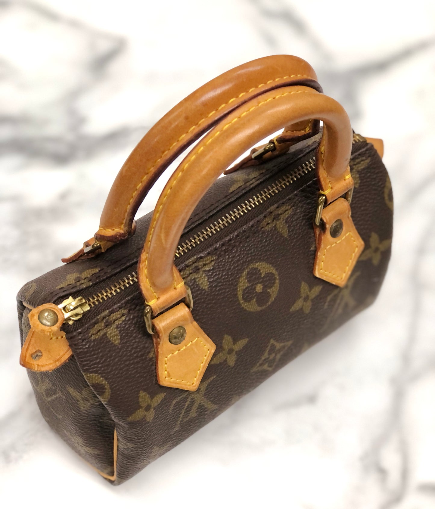 LOUIS VUITTON Monogram Speedy M41534 Mini Handbag Brown Vintage Old  a5ga6m
