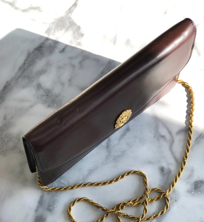 CELINE Emblem Blason Chain Pochette Mini Bag Shoulder Bag Brown OldCeline vintage pe48yt