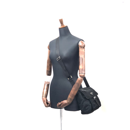 PRADA Triangle logo Nylon Crossbody Shoulder bag Black Vintage szbuau