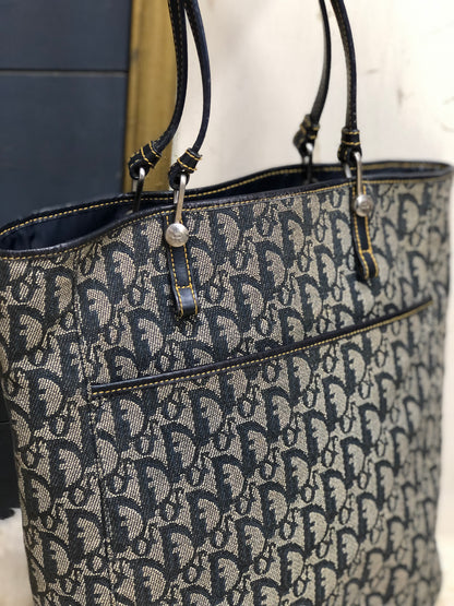 Christian Dior Trotter Jaguar Tote Bag Navy vintage Old rc5wxj