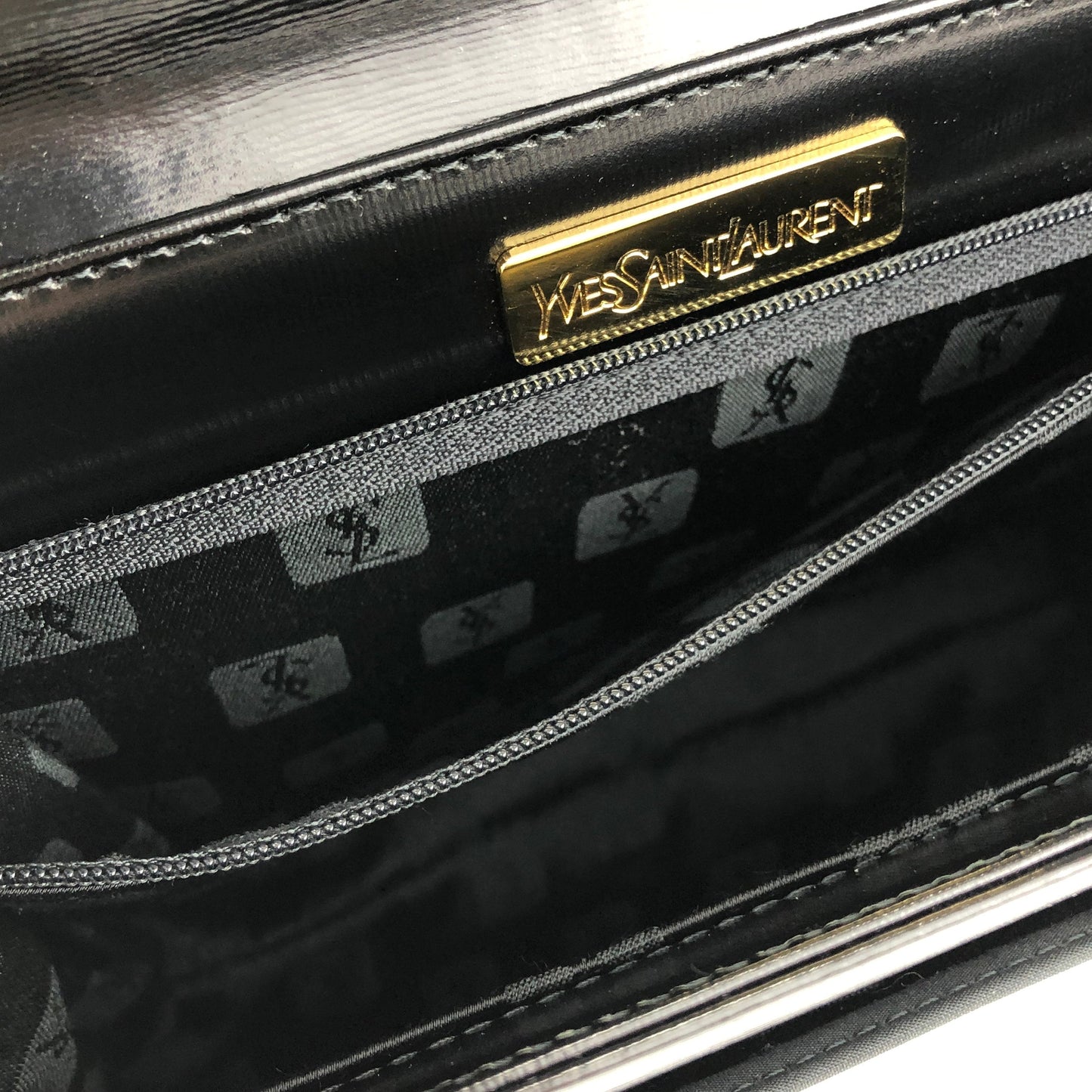 Yves Saint Laurent Embossed logo 2Way Handbag Shoulderbag Black Vintage Old YSL k2vwfa