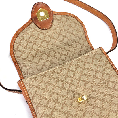 CELINE Macadam Padlock Turn lock Crossbody Shoulder bag Beige Vintage Old CELINE k5k3wp