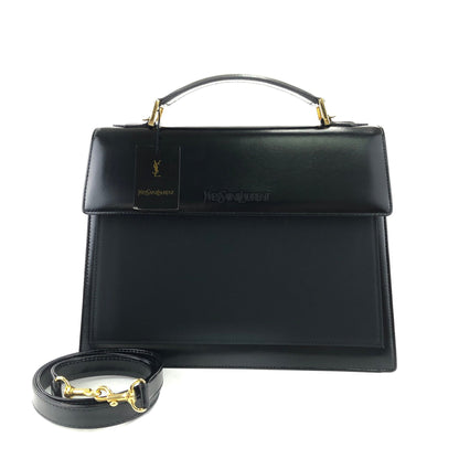 Yves Saint Laurent Embossed logo 2Way Handbag Shoulderbag Black Vintage Old YSL k2vwfa