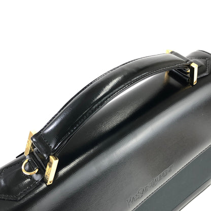 Yves Saint Laurent Embossed logo 2Way Handbag Shoulderbag Black Vintage Old YSL k2vwfa