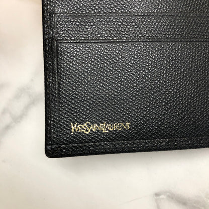 Yves Saint Laurent YSL motif Compact Wallet leather Black vfdxyd