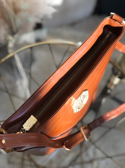 Yves Saint Laurent  YSL Octagon Logo Leather  Shoulder Bag Brown Vintage Vintage Old ddrg5b