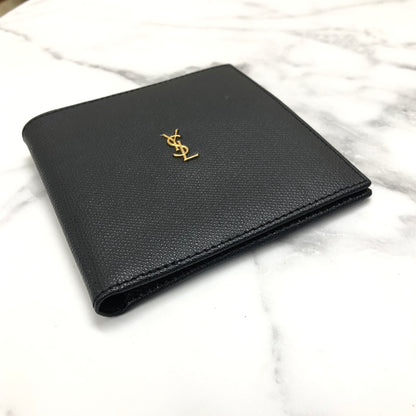 Yves Saint Laurent YSL motif Compact Wallet leather Black vfdxyd