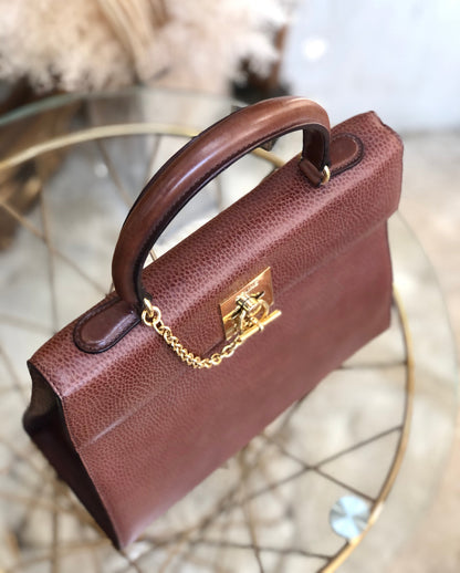 CELINE Mantel Chain Gancini 手提包 棕色 復古 舊款 Celine jhzdh7
