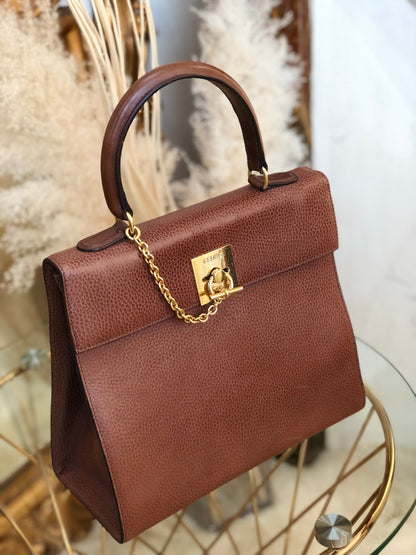 CELINE Mantel Chain Gancini 手提包 棕色 復古 舊款 Celine jhzdh7