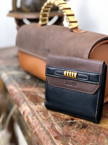 LOEWE Velazquez Compact Wallet Brown Vintage Old 2k5yvv