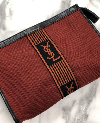 Yves Saint Laurent YSL logo Jacquard Clutch bag Bordeaux Vintage Old cvvp6t