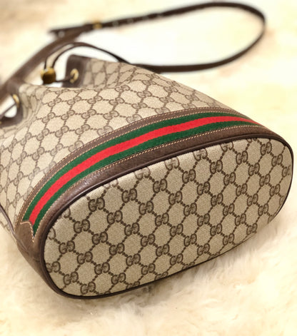 Gucci Sherry Line Charm GG Plus Drawstring Shoulder bag Beige Vintage Old Gucci cinkua