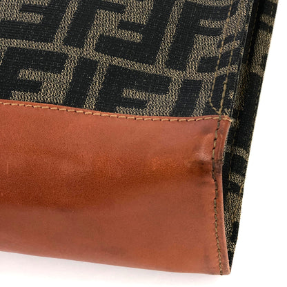 FENDI Zucca FF logo jacquard leather clutch bag brown vintage old uhs662