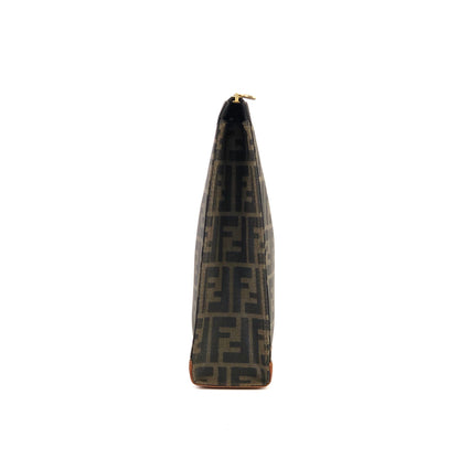 FENDI Zucca FF logo jacquard leather clutch bag brown vintage old uhs662