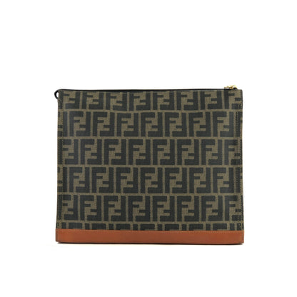 FENDI Zucca FF logo jacquard leather clutch bag brown vintage old uhs662