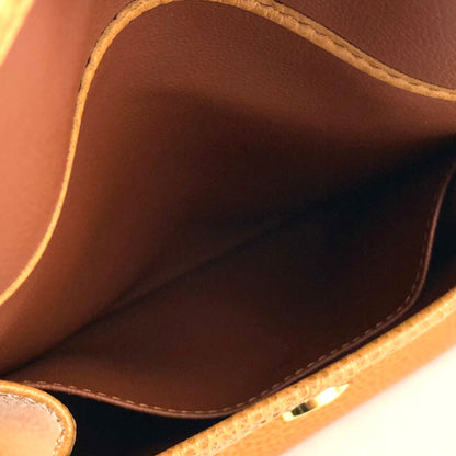 Christian Dior Logo Oval Motif Embossed Leather Top Handle Handbag Mini bag Camel Vintage old e8dit3