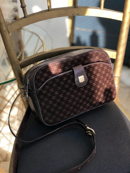CELINE Triomphe Blason 絨面革單肩包 棕色 復古 舊款 celine ynrivk