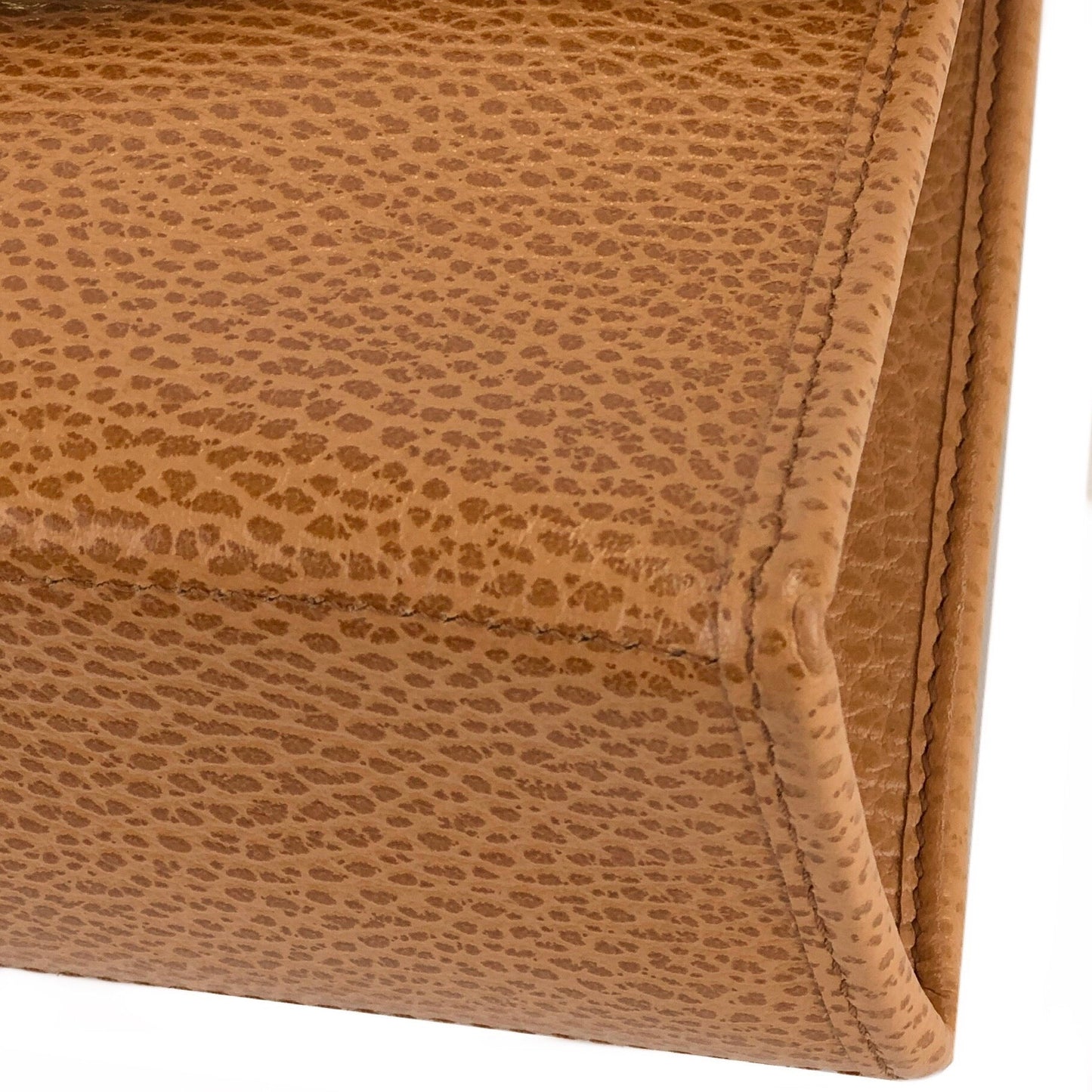 Christian Dior Logo Oval Motif Embossed Leather Top Handle Handbag Mini bag Camel Vintage old e8dit3