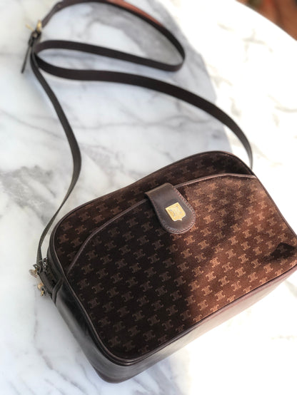 CELINE Triomphe Blason 絨面革單肩包 棕色 復古 舊款 celine ynrivk