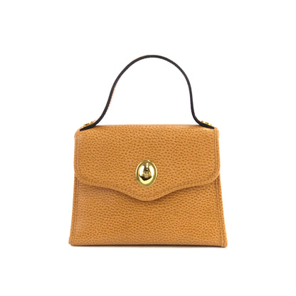 Christian Dior Logo Oval Motif Embossed Leather Top Handle Handbag Mini bag Camel Vintage old e8dit3