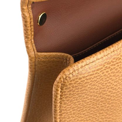 Christian Dior Logo Oval Motif Embossed Leather Top Handle Handbag Mini bag Camel Vintage old e8dit3