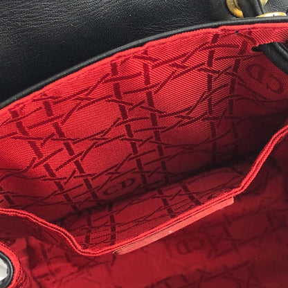 Christian Dior Cannage Logo Charm 皮革迷你包款肩背包 Pochette 黑色復古舊 g8k6nf