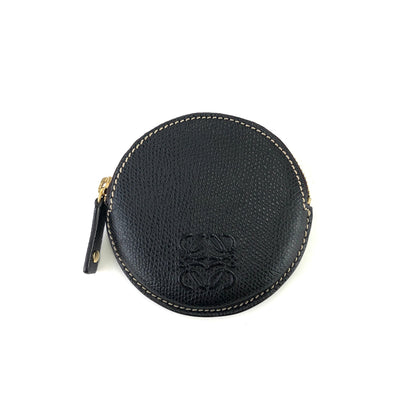 LOEWE Anagram Round Coincase Compact wallet Brown Vintage Old psfu65