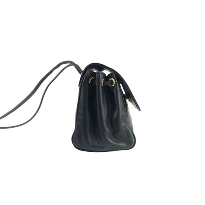 Christian Dior Cannage Logo Charm 皮革迷你包款肩背包 Pochette 黑色復古舊 g8k6nf