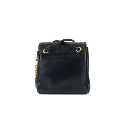 Christian Dior Cannage Logo Charm 皮革迷你包款肩背包 Pochette 黑色復古舊 g8k6nf