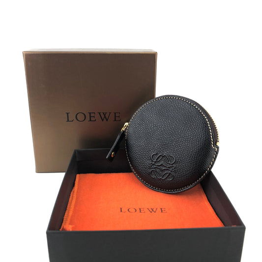 LOEWE Anagram Round Coincase Compact wallet Brown Vintage Old psfu65