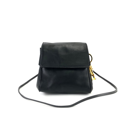 Christian Dior Cannage Logo Charm 皮革迷你包款肩背包 Pochette 黑色復古舊 g8k6nf