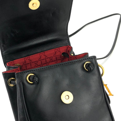 Christian Dior Cannage Logo Charm 皮革迷你包款肩背包 Pochette 黑色復古舊 g8k6nf