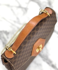 CELINE Macadam Turn lock Blason 2Way Handbag Shoulder bag Crossbody Brown Vintage Old Celine dk7ueh