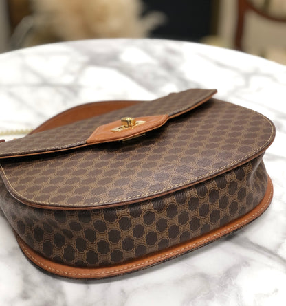 CELINE Macadam Turn lock Blason 2Way Handbag Shoulder bag Crossbody Brown Vintage Old Celine dk7ueh