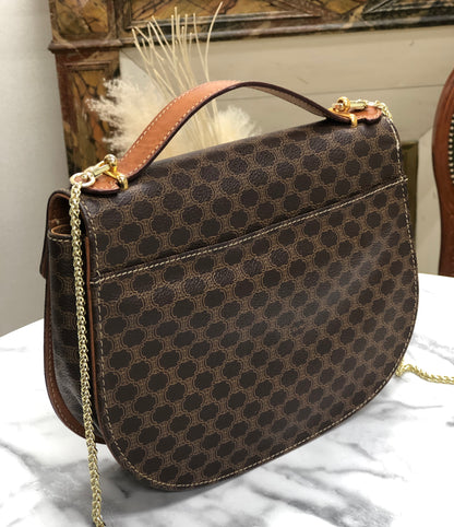 CELINE Macadam Turn lock Blason 2Way Handbag Shoulder bag Crossbody Brown Vintage Old Celine dk7ueh