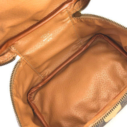 CELINE Macadam Blason embossed PVC leather vanity mini bag handbag brown vintage old celine emvwvv