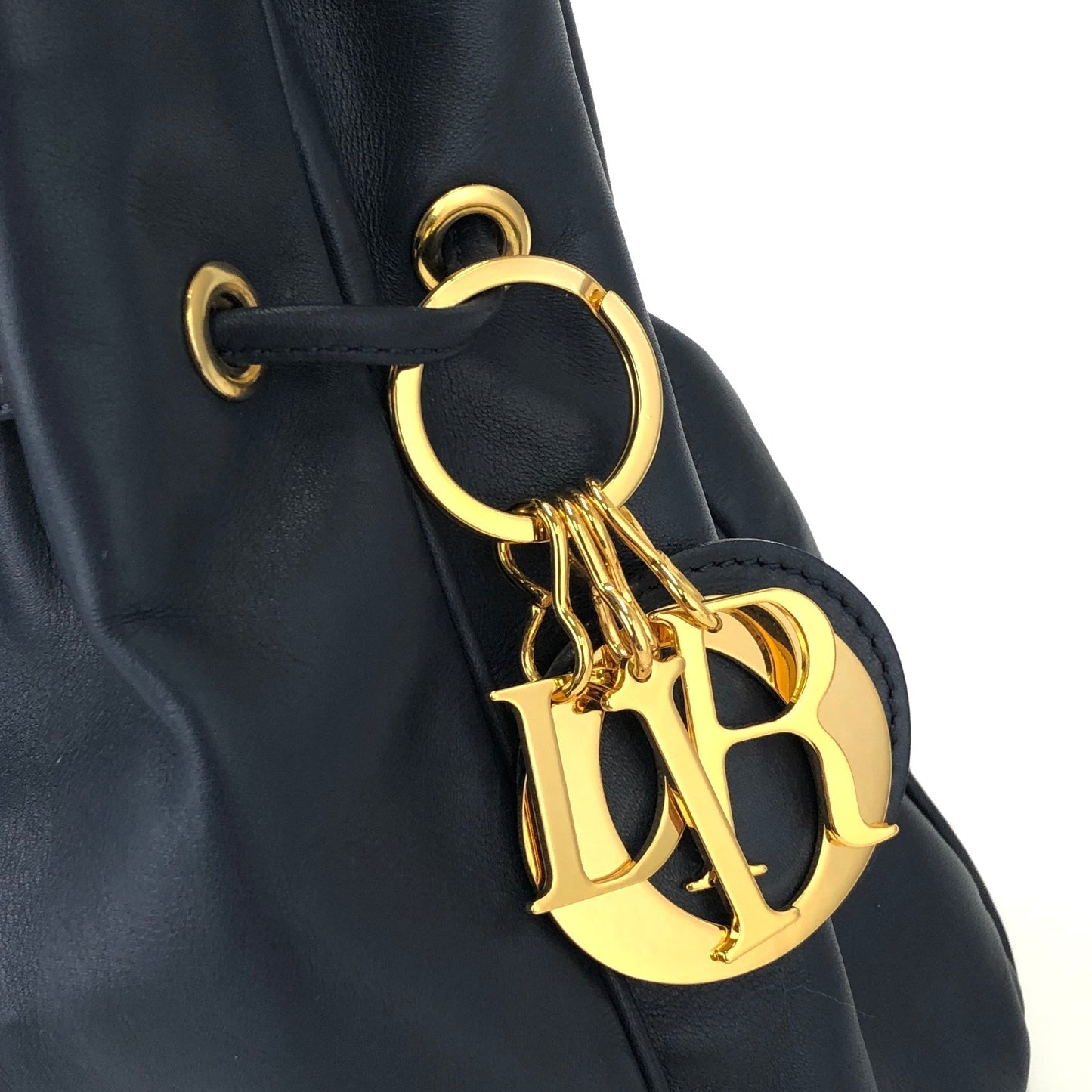 Christian Dior Drawstring Charm Mini Handbag Navy Vintage Old yruy88