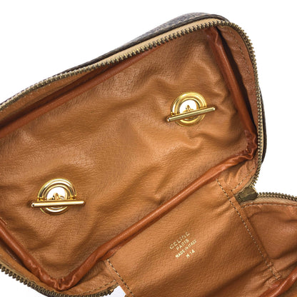CELINE Macadam Blason embossed PVC leather vanity mini bag handbag brown vintage old celine emvwvv