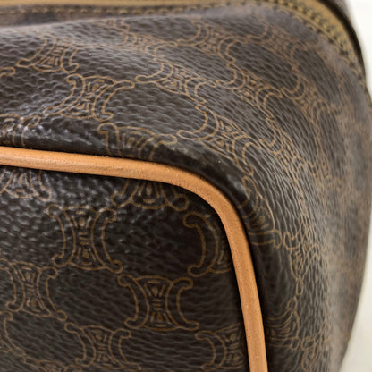 CELINE Macadam Blason embossed PVC leather vanity mini bag handbag brown vintage old celine emvwvv