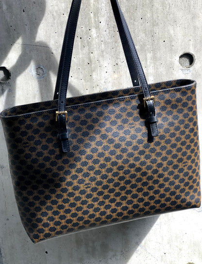 CELINE Macadam Tote bag Black Vintage old celine mkaimb