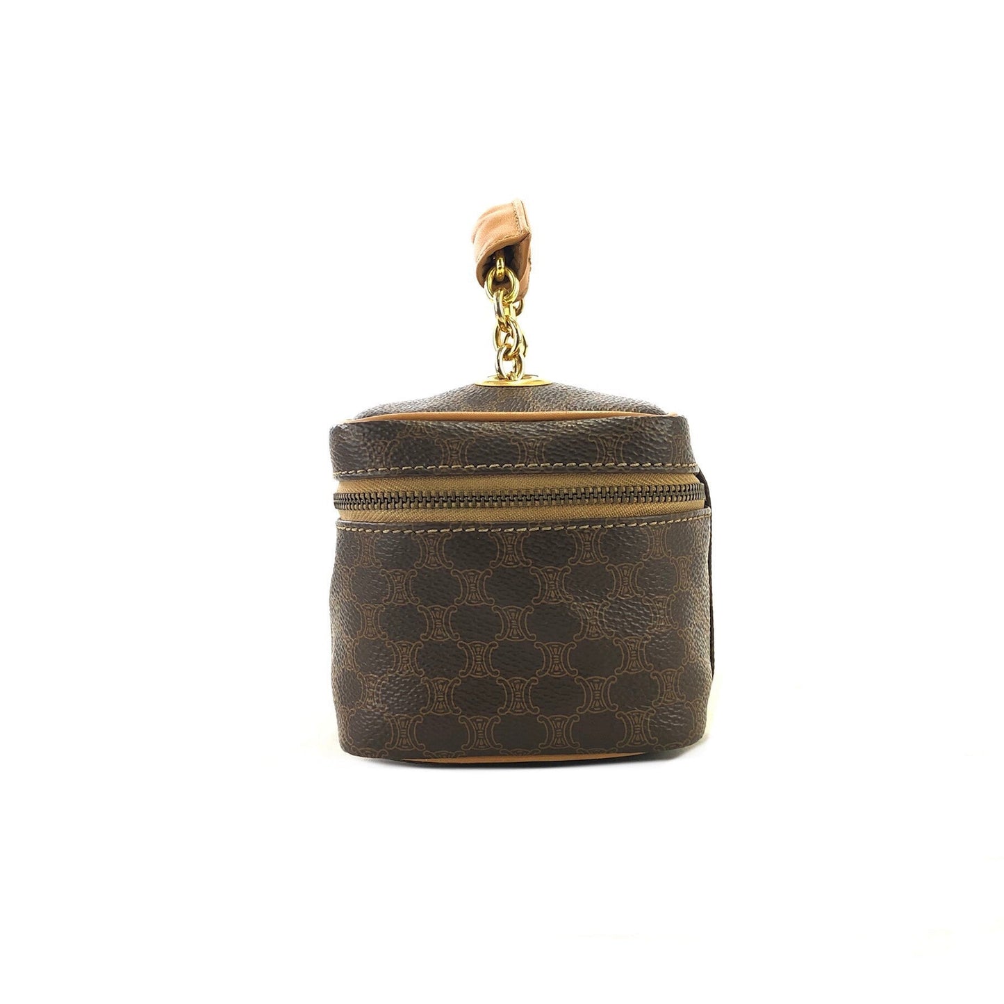 CELINE Macadam Blason embossed PVC leather vanity mini bag handbag brown vintage old celine emvwvv