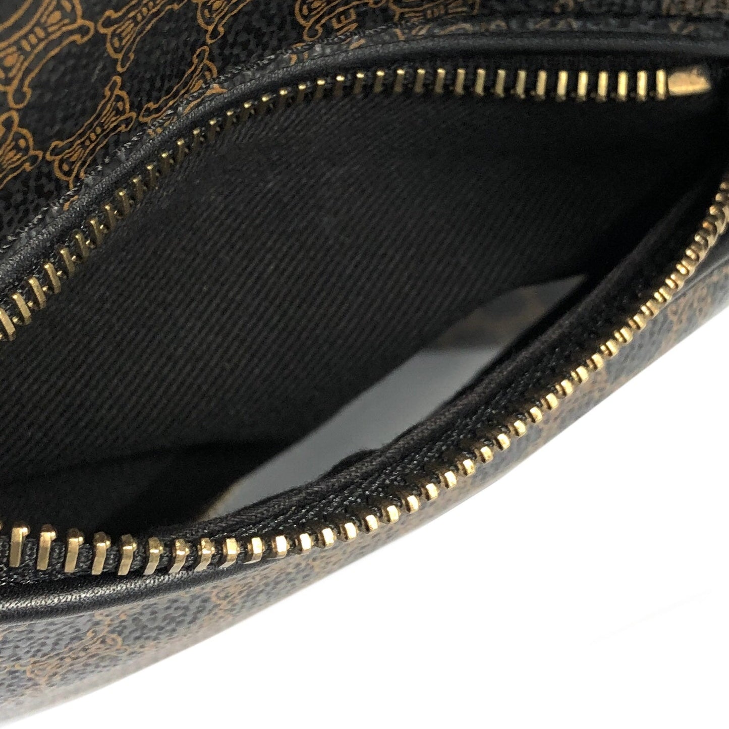 CELINE Macadam  Front zip Shoulder bag Hobobag Black Vintage Old 5hcxy3