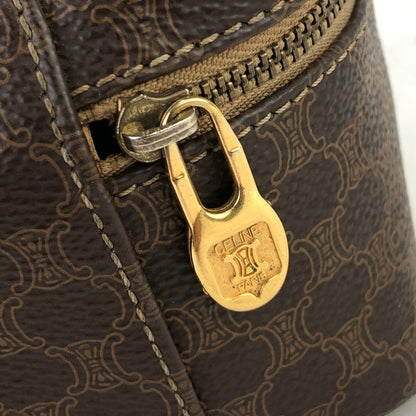 CELINE Macadam Blason embossed PVC leather vanity mini bag handbag brown vintage old celine emvwvv