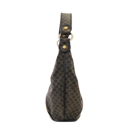 CELINE Macadam  Front zip Shoulder bag Hobobag Black Vintage Old 5hcxy3