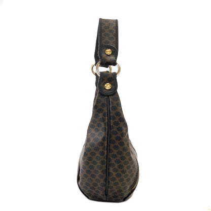CELINE Macadam  Front zip Shoulder bag Hobobag Black Vintage Old 5hcxy3