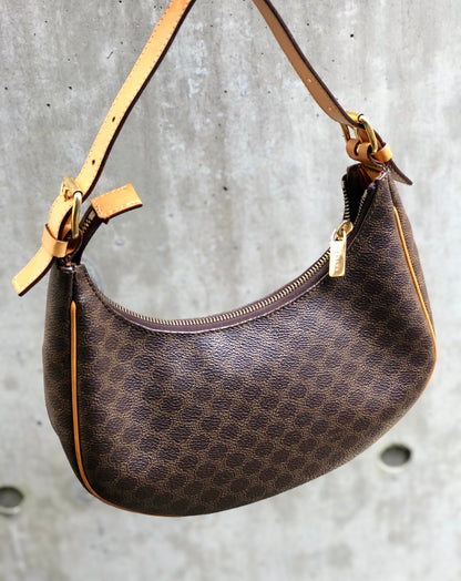 CELINE Macadam Hobo Handbag Brown Vintage Old CELINE 4p6h3b